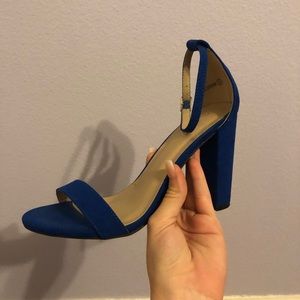 Blue Suede Chunky Heel